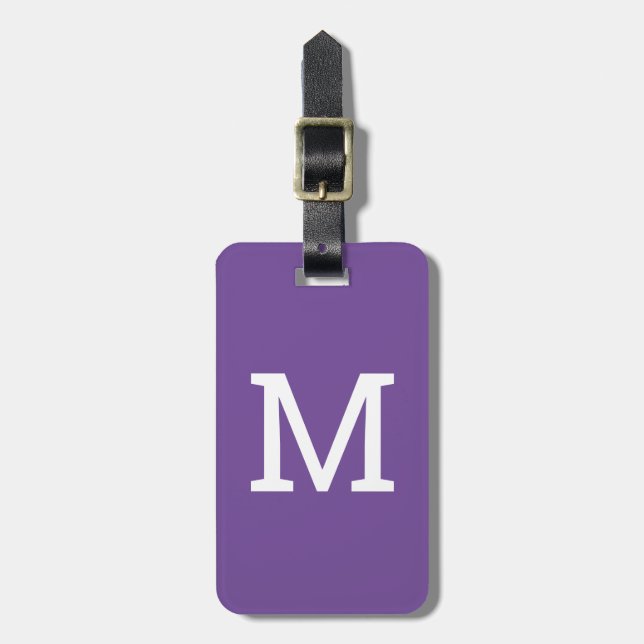Purple Personalized Initial Luggage Tag (Front Vertical)