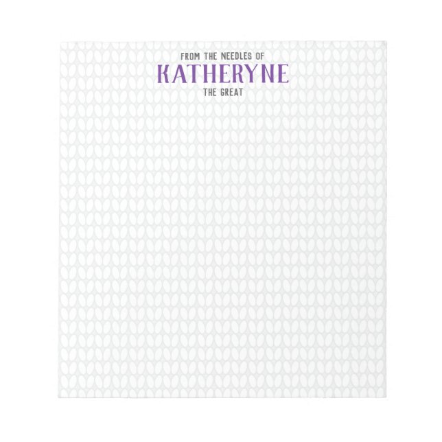 Purple Personalized Knit Stitch Notepad (Front)