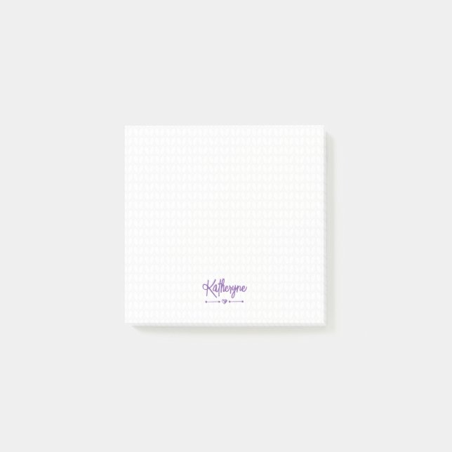 Purple Personalized Knit Stitch Post-it Notes (Front)