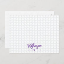Purple Personalized Knit Stitch Postcard