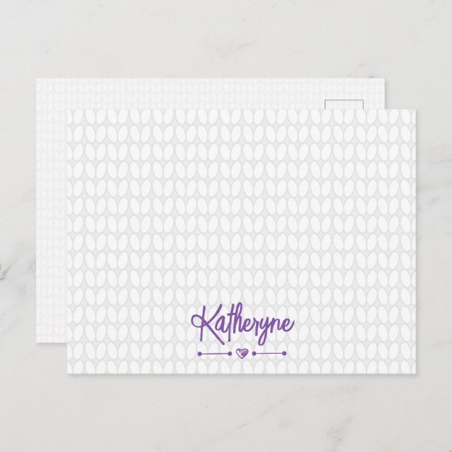 Purple Personalized Knit Stitch Postcard (Front/Back)