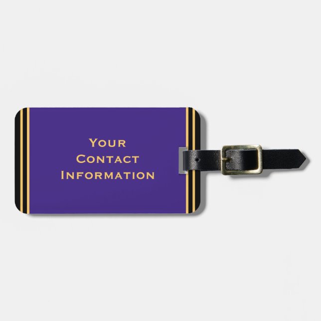 Purple Personalized Luggage Tag (Front Horizontal)