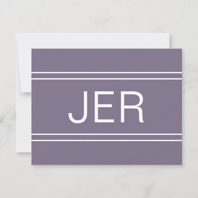 Purple Personalized Monogrammed Name Initial Chic Card (Front)