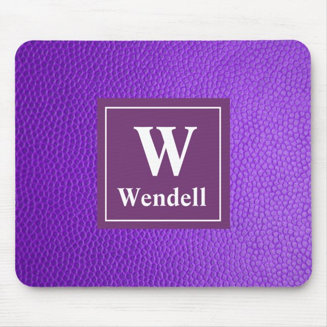 Purple Personalized Mouse Pad with Initial Name (Front)