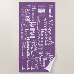 Purple Personalized Name Beach Towel