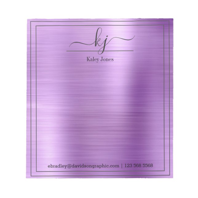 Purple Personalized Name | From The Desk Of Notepad (Front)