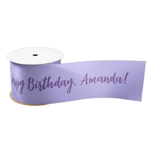 Purple Personalized Name Happy Birthday Satin Ribbon