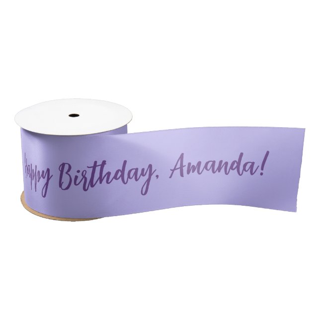 Purple Personalized Name Happy Birthday Satin Ribbon (Spool)