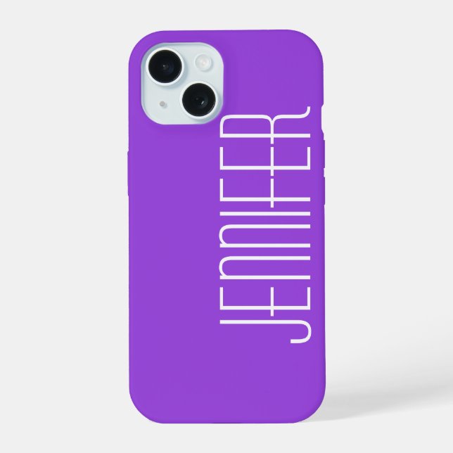 Purple, Personalized Name iPhone 15 Case (Back)
