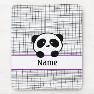 Purple Personalized Panda Mouse Pad