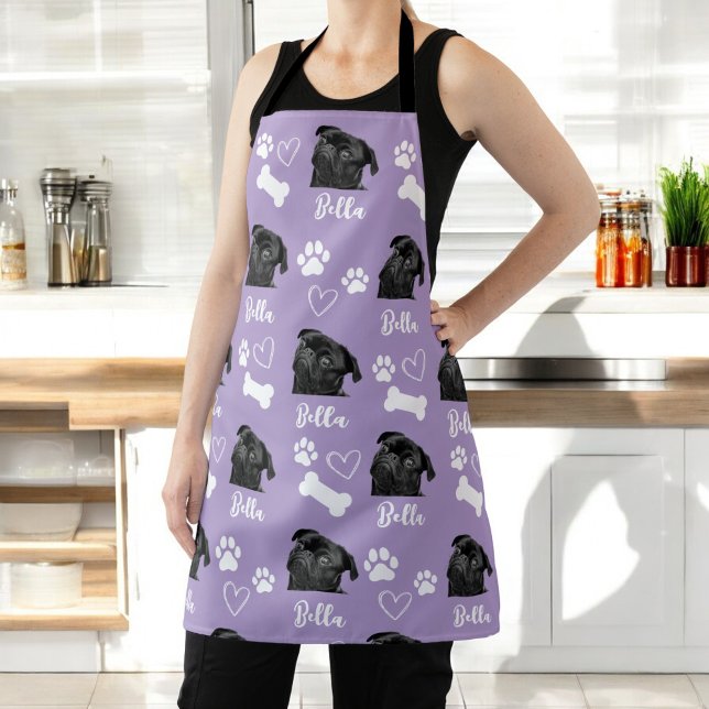 Purple Personalized Pet Photo Dog Lover Instagram Apron (Creator Uploaded)