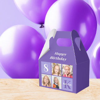 Purple Personalized Photo Cute Birthday Party Favor Box