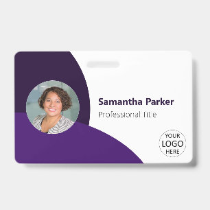 Purple Personalized Photo, Logo, Barcode Employee Badge