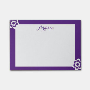 Purple Personalized Post-it® Notes White Flower