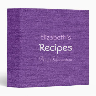 Purple Personalized Recipe Binder
