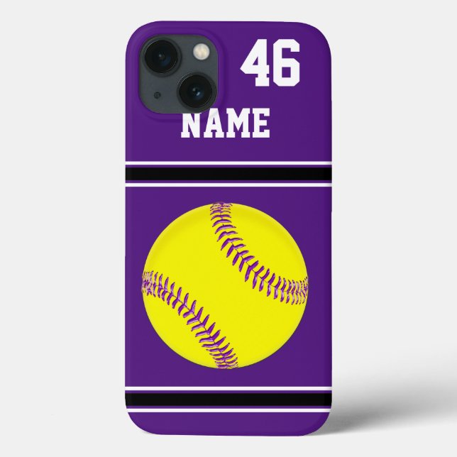 Purple Personalized Softball iPhone Cases (Back)
