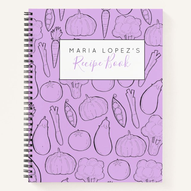 Purple personalized vegetable cookbook recipe book (Front)