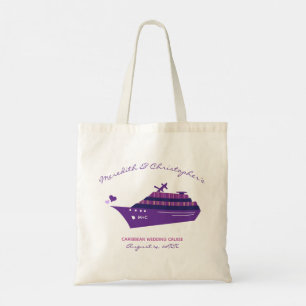 Purple Personalized Wedding Cruise Tote Bag