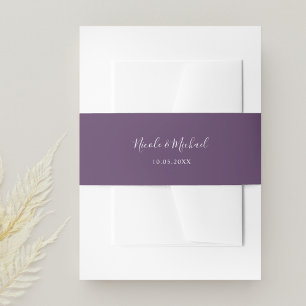 Purple Personalized Wedding Invitation Belly Band
