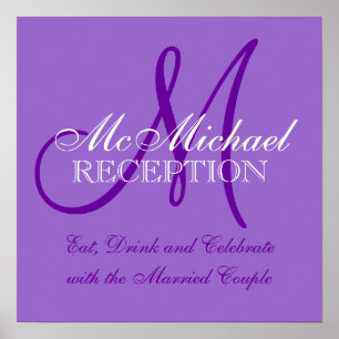 Purple Personalized Wedding Reception Sign
