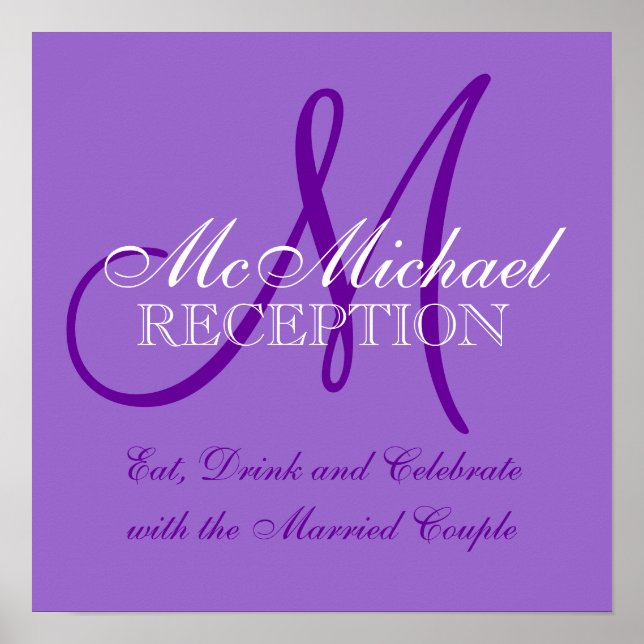 Purple Personalized Wedding Reception Sign (Front)