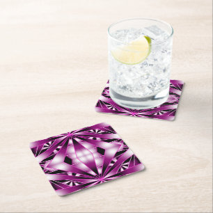 Purple Perspective Gradient Colour Filled Drawing Square Paper Coaster