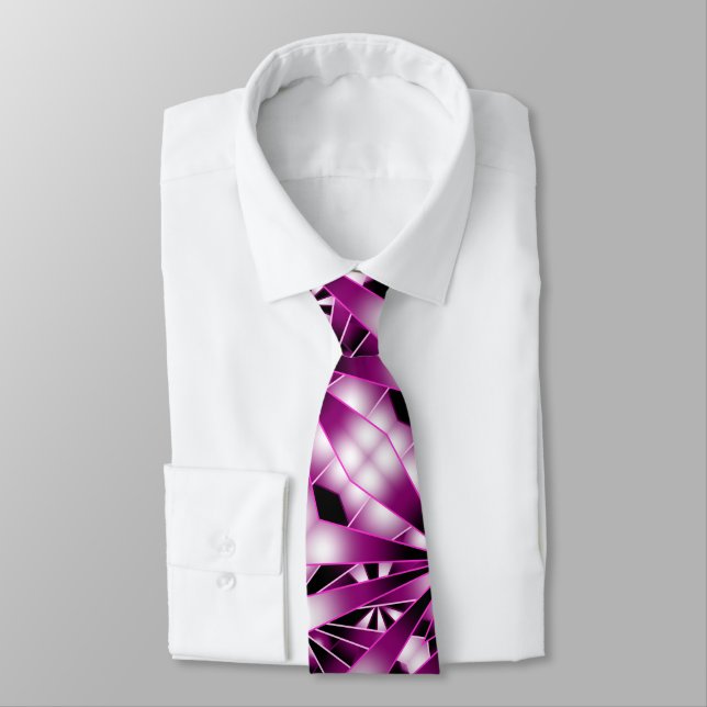 Purple Perspective Gradient Colour Filled Drawing  Tie (Tied)
