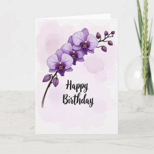 Purple Petals Birthday Card
