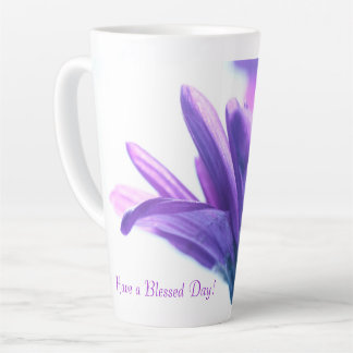 Purple Petals Blessed Day Latte Mug