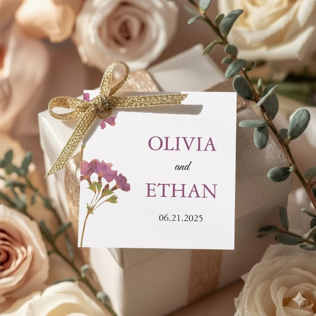 Purple Petunia Floral Wedding Favor Tag (Creator Uploaded)