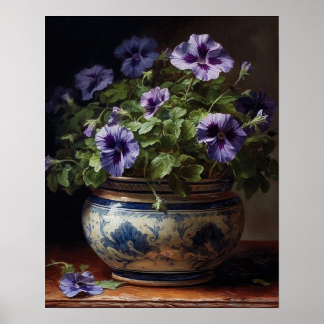 Purple Petunia Flowers Art Print Poster (Front)