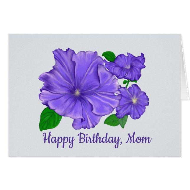 Purple Petunia, Happy Birthday, Mom (Front Horizontal)