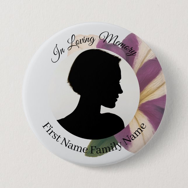 Purple petunia memorial photo button (Front)
