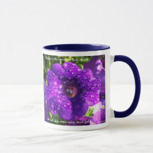 Purple Petunia Mug with Quote