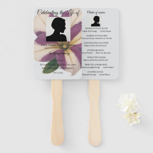 Purple petunia order of service hand fan