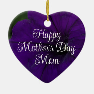 Purple Petunia Photo Best Mom Ever Mother's Day Ceramic Ornament