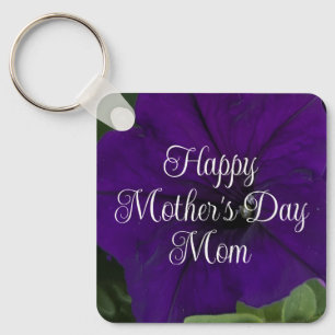 Purple Petunia Photo Best Mom Ever Mother's Day Keychain