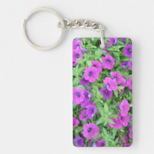 Purple Petunias Acrylic Keychain