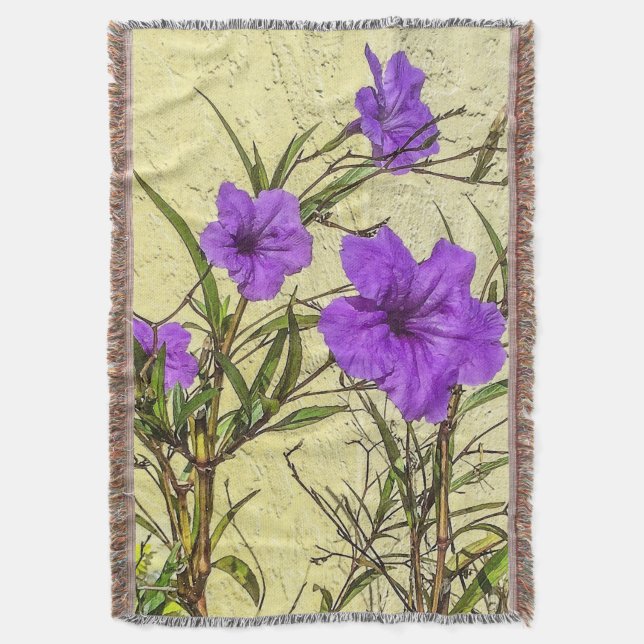 Purple Petunias Closeup Throw Blanket (Front Vertical)