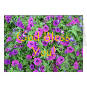 Purple Petunias 'Dieu vous bénisse' Carte chrétien