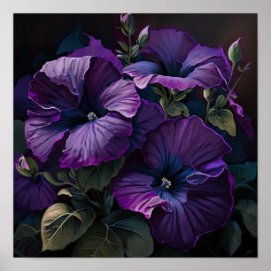 Purple Petunias Flower Art Print Poster