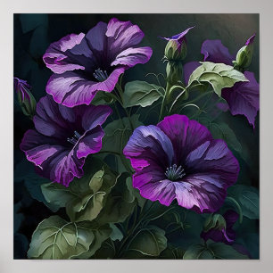 Purple Petunias Flower Art Print Poster