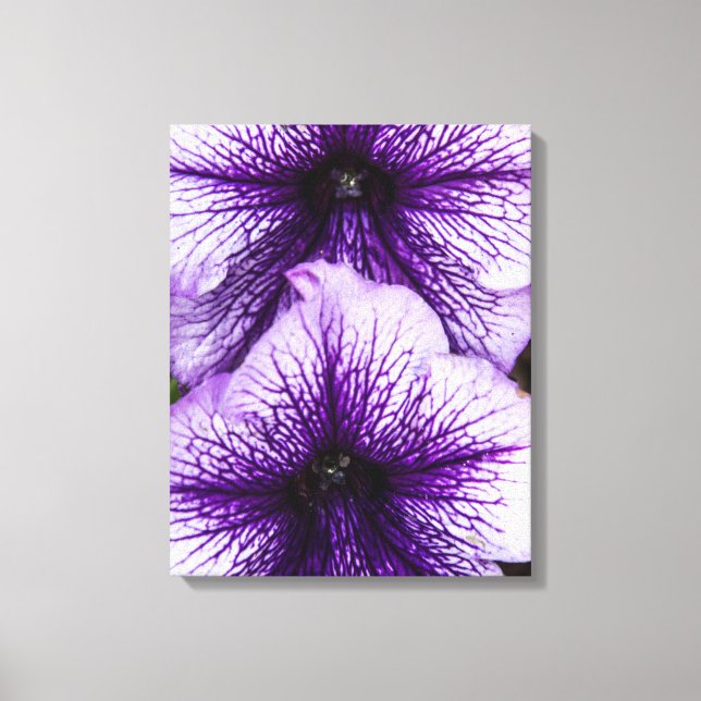 Purple Petunias Triptych Wall Art (Front)