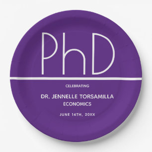 Purple PhD degree Graduation Party Paper Plate