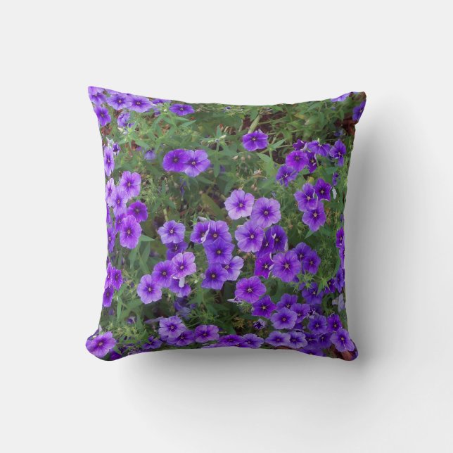 Purple Phlox flowers on a Throw Pillow (Front)