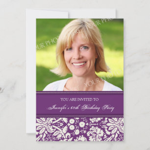Purple Photo 60th Birthday Party Invitations