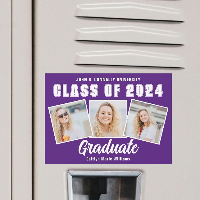 Purple Photo Collage 2025 Graduate Magnet Card (Creator Uploaded)