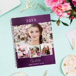 Purple photo collage appointments 2025 planner<br><div class="desc">Unleash your creativity with our personalized 2025 planner, designed for those who want to make their planning experience truly unique! Create a stunning photo collage using four of your favourite photos against a deep purple, unevenly coloured background with elegant white text. Personalize it further by adding your name, a special...</div>