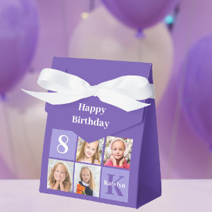 Purple Photo Collage Kids Birthday Party Favor Box