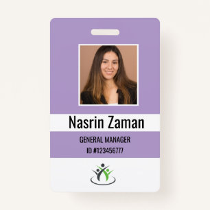 Purple   Photo Employee Logo or QR CODE Security Badge